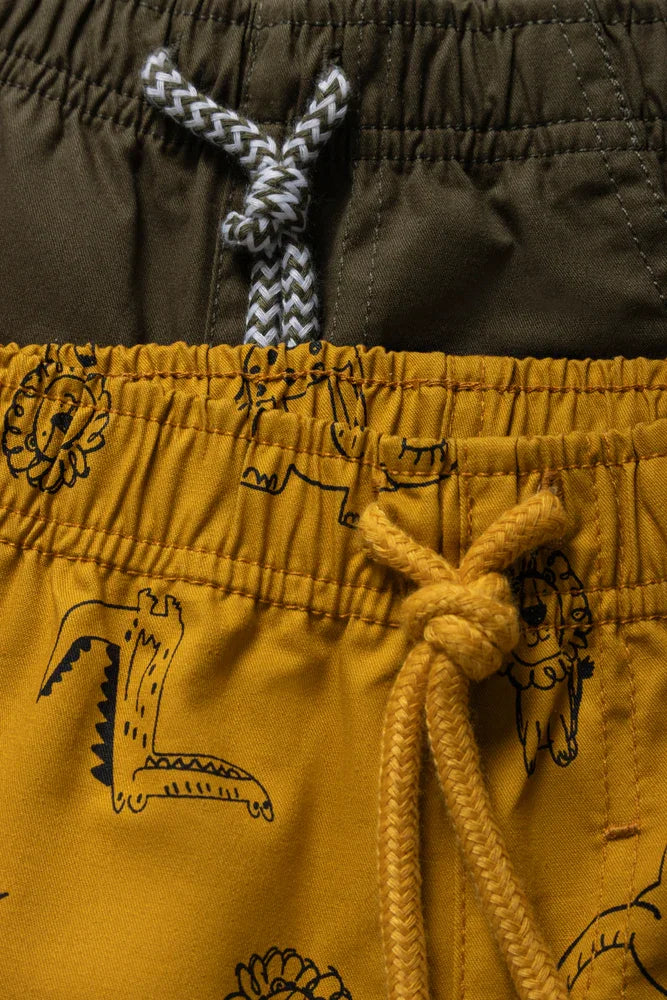 2 Pack Shorts Yellow & Dark Green (1)