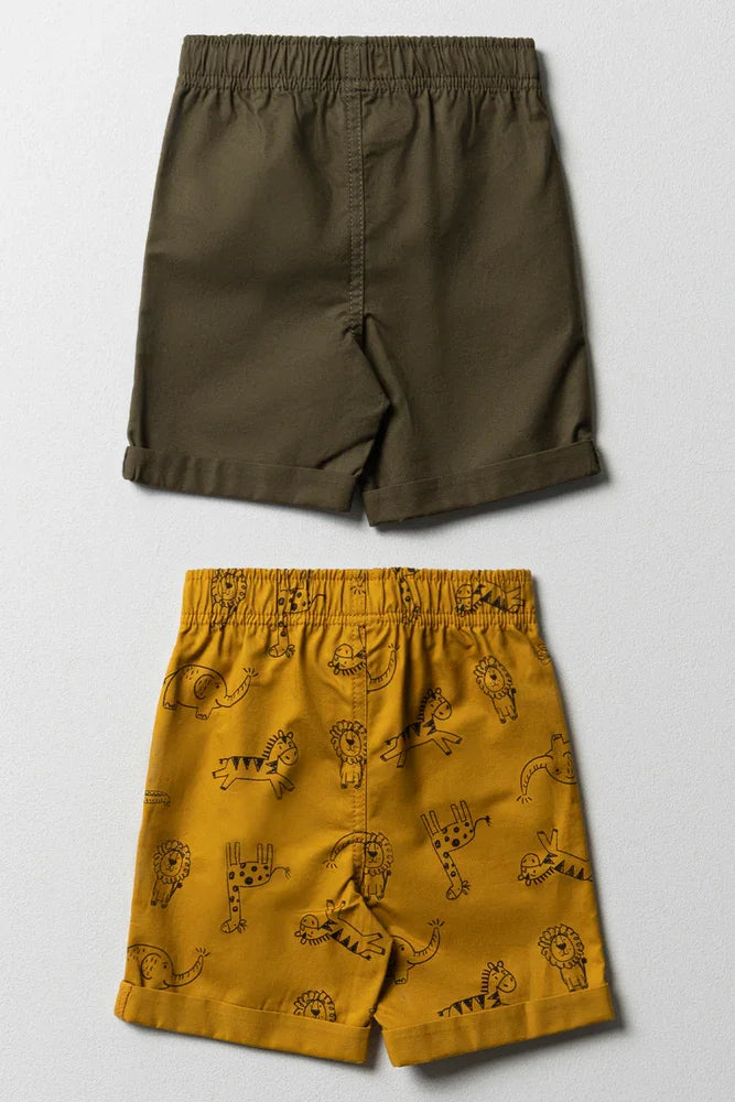 2 Pack Shorts Yellow & Dark Green (2)