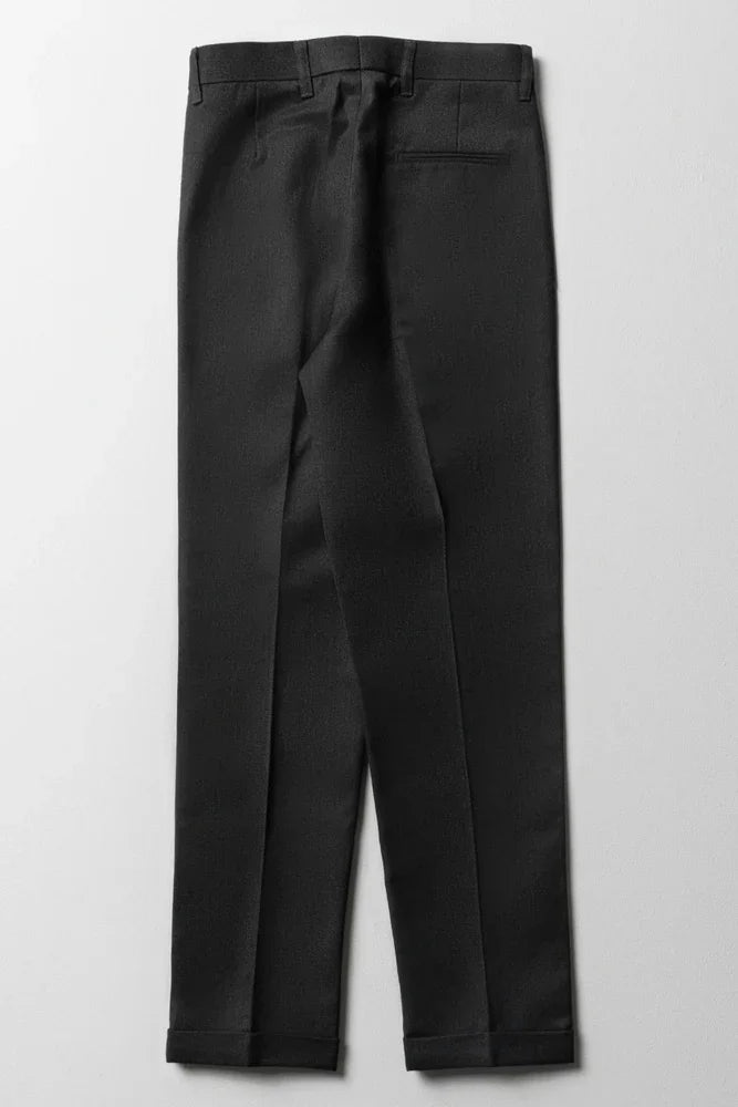 Boys School Turn Up Pants Grey (2)