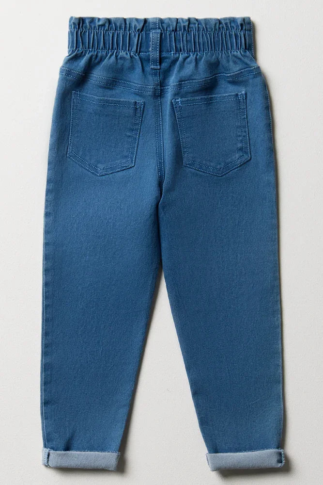 Mini Mom Paperbag Denim Jeans Blue (2)