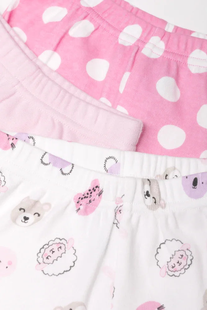 3 Pack Leggings Pink And White