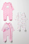 3 Pack Babygrows Pink And White
