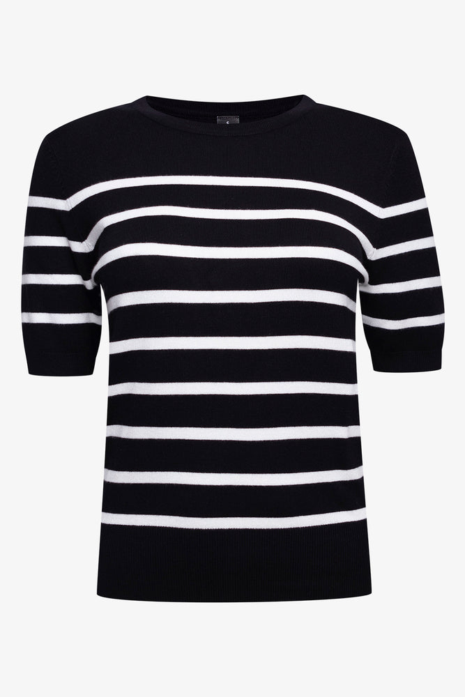Stripe Crew Neck Jersey Black And White
