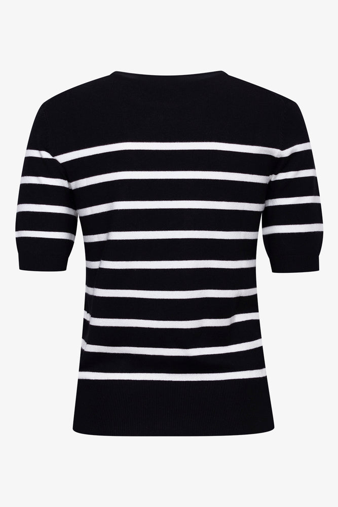 Stripe Crew Neck Jersey Black And White
