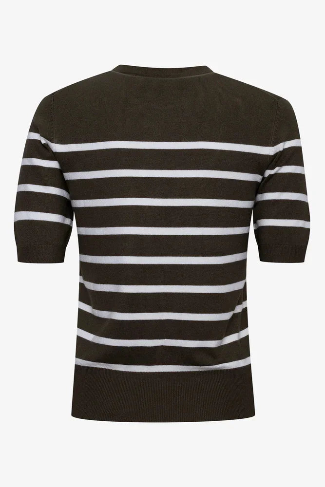 Stripe Crew Neck Jersey Dark Green