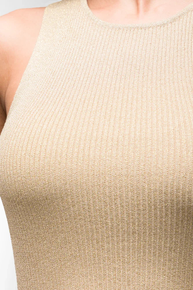 Lurex Knitwear Vest Gold (3)