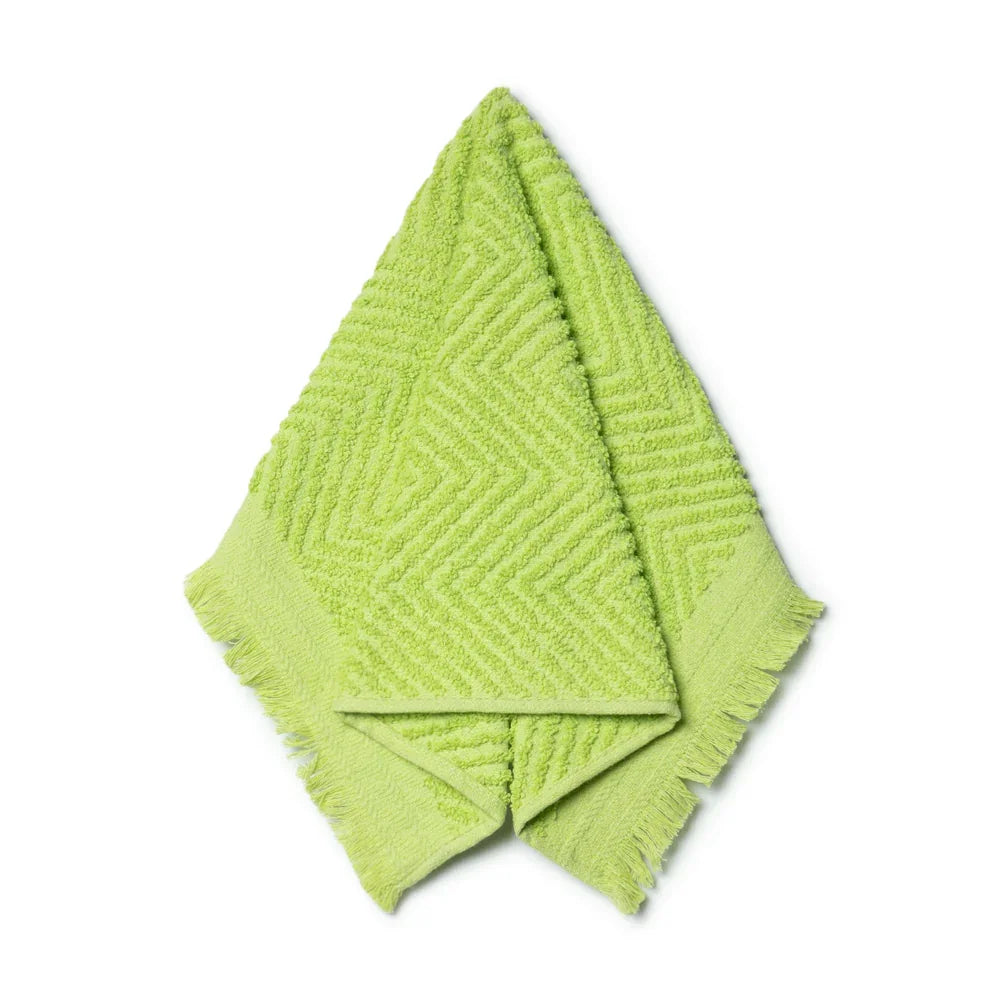 Textured Fringed Guest Towel Green