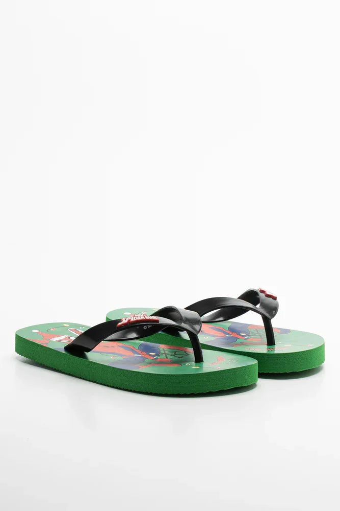 Spider-Man Christmas Flip Flop Green