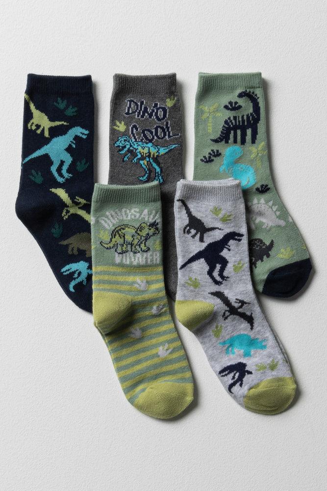 5 Pack Dinosaur Socks Multi