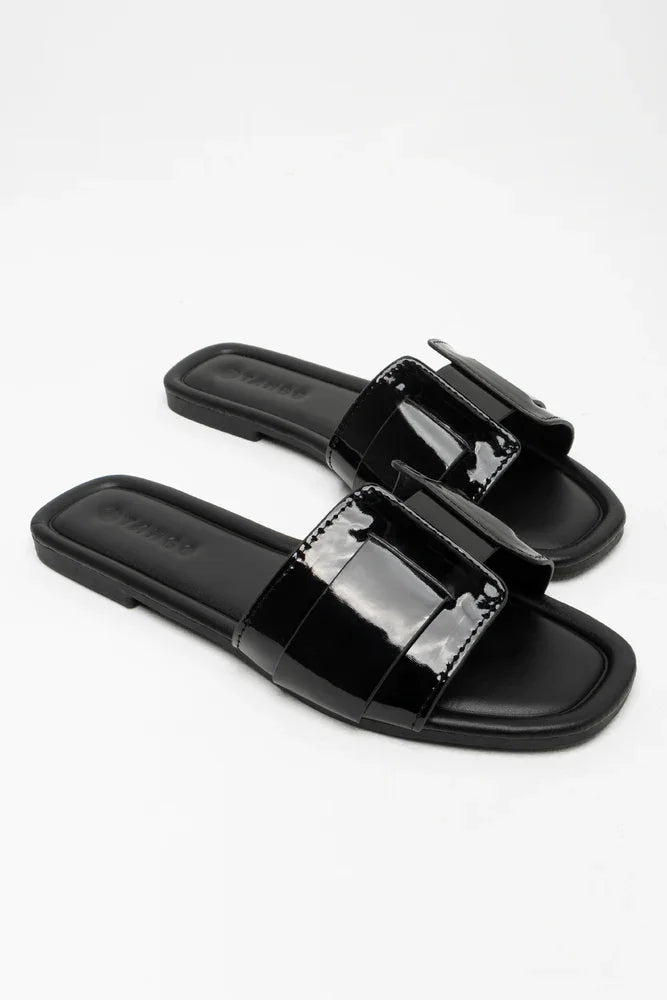 Textured Mule Sandal Black Sandals Flipflops Ackermans