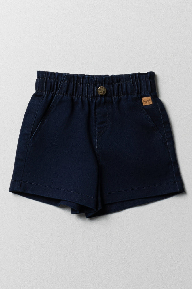 Navy denim shorts top