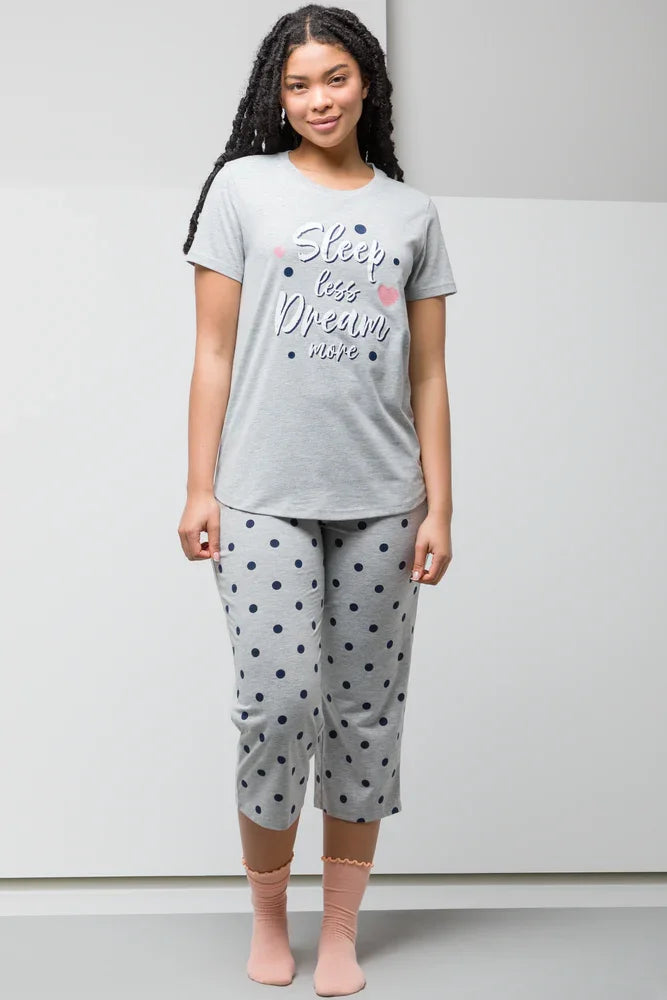 Sleep Less Dream More Capri Pyjamas Grey – Sleepwear Ackermans