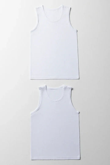 2 Pack Sleeveless Vests White