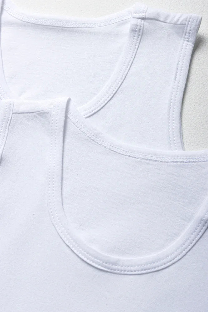 2 Pack Sleeveless Vests White