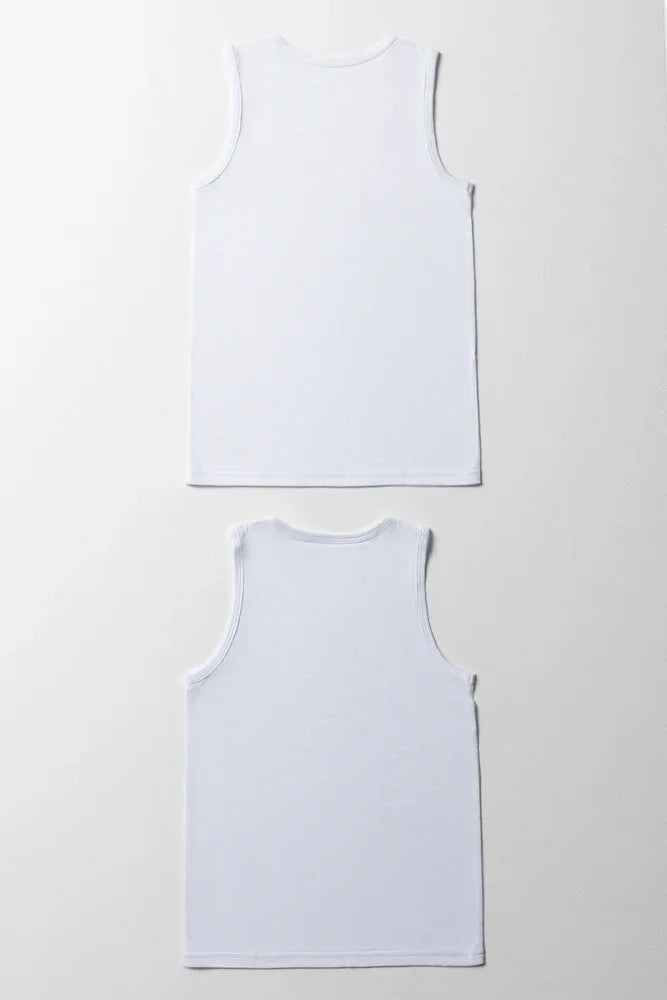 2 Pack Sleeveless Vests White (2)