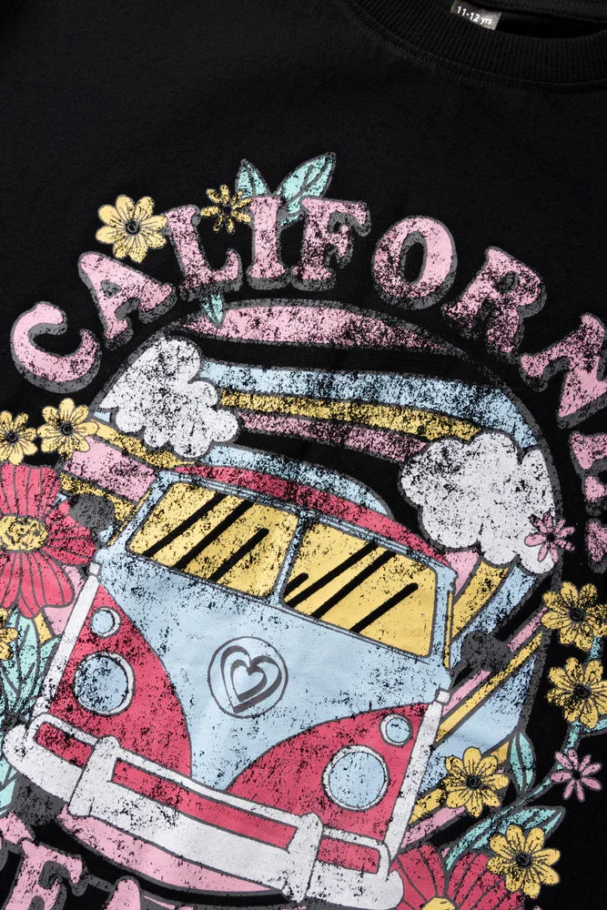 California Dreaming Oversized Short Sleeve T-Shirt Black