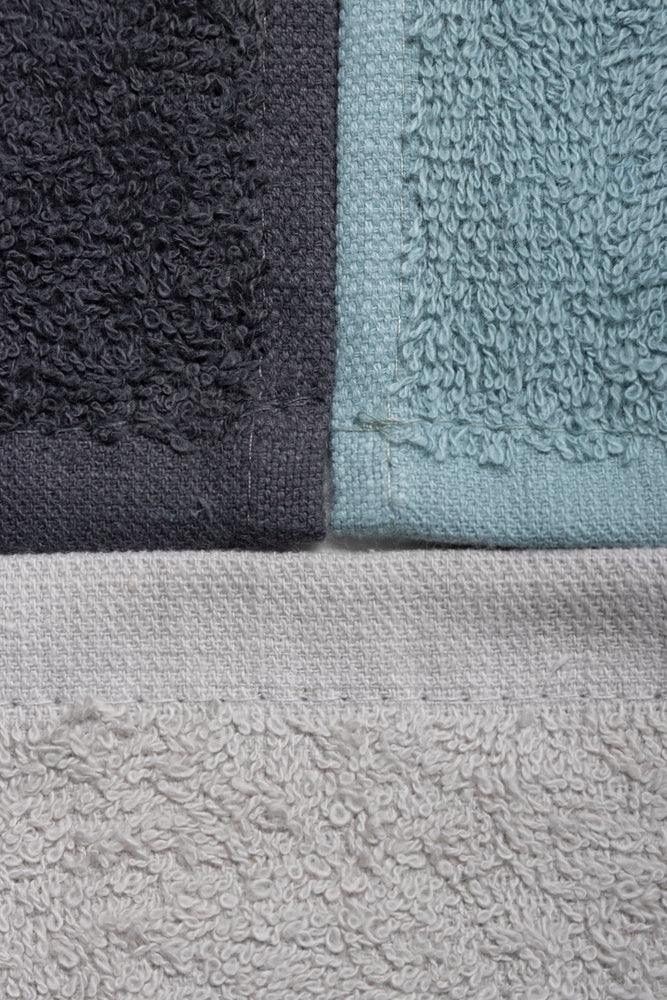 3 Pack Face Cloths Blue, white & Grey