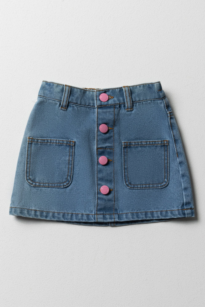 Button Skirt Blue Bottoms Jeans Ackermans