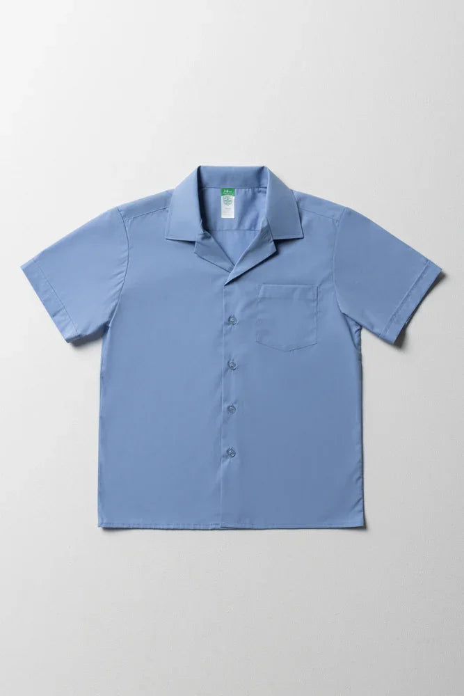 Primary School Short Sleeve Open Neck Shirt Blue