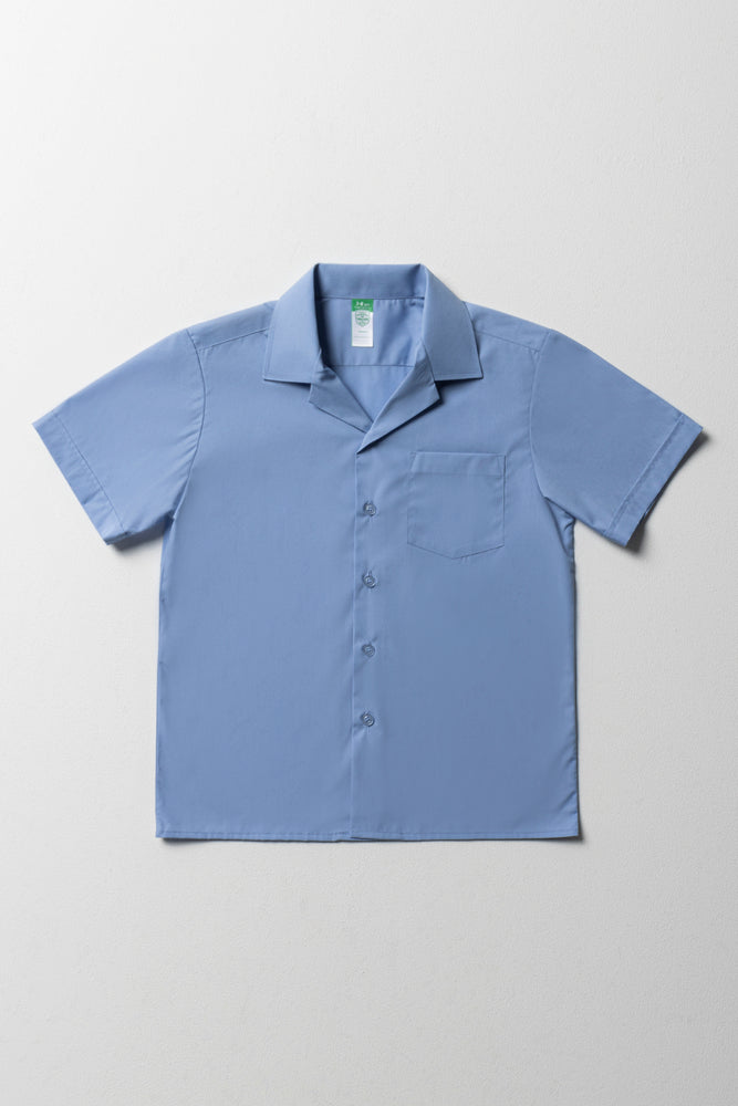 Primary School Short Sleeve Open Neck Shirt Blue