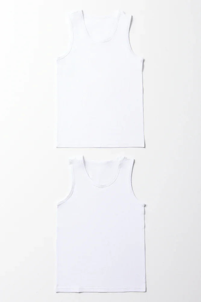 2 Pack Sleeveless Vests White