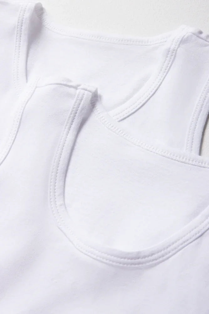 2 Pack Sleeveless Vests White