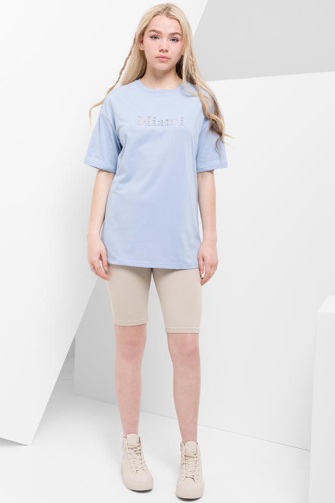 Oversized Short Sleeve T Shirt Blue
