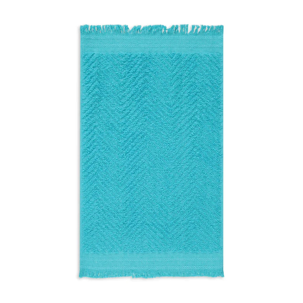 Textured Fringed Guest Towel Turquoise