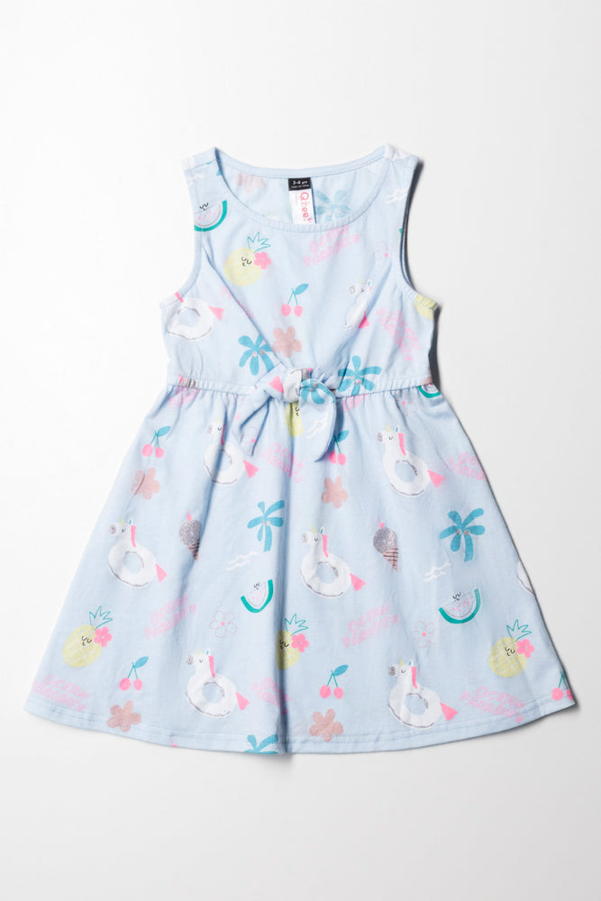 Unicorn Sleeveless Knit Dress With Tie Light Blue Dresses Jumpsuits Ackermans