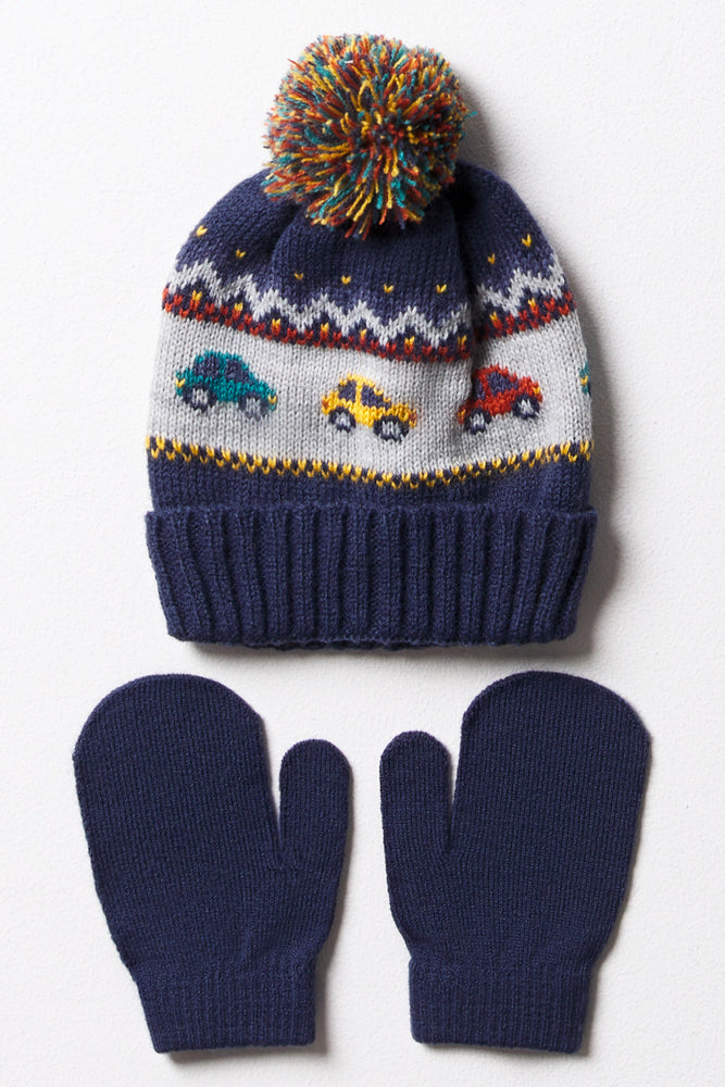 Cars Beanie Mittens Set Navy Accessories Ackermans