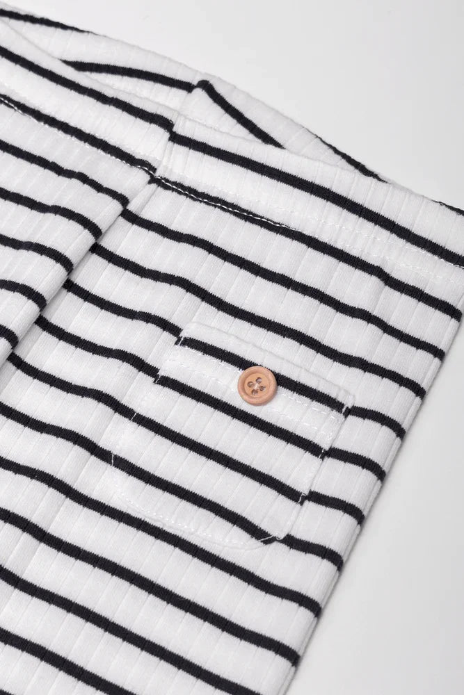 Rib Stripe Leggings Black And White