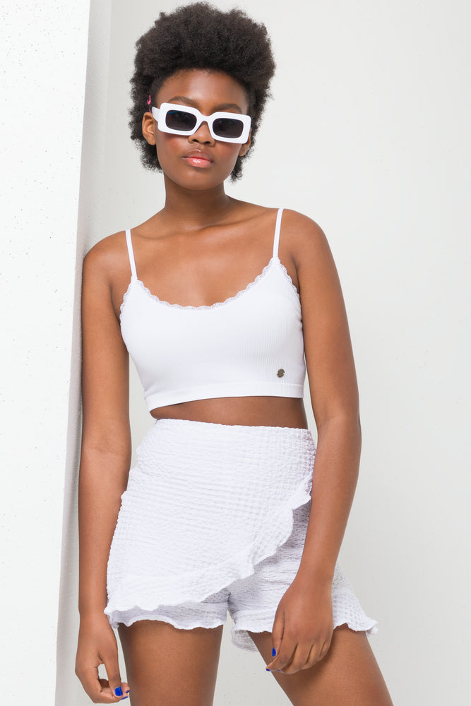 Seamless Crop Vest White Ackermans