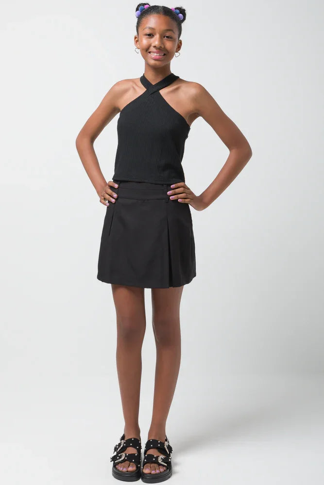 Pleated Skort Black