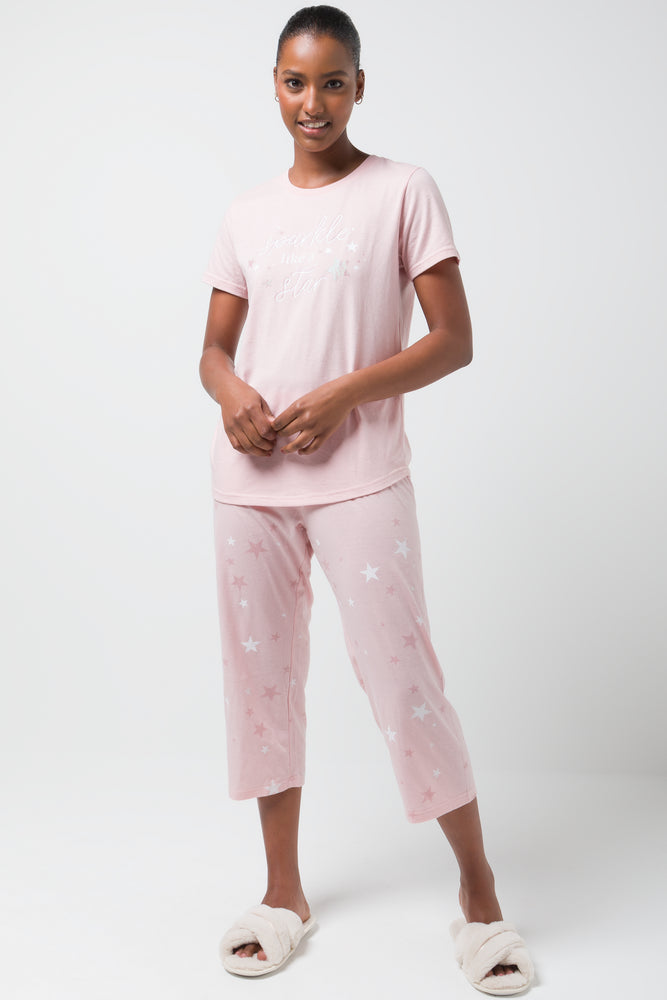 Sparkle Like A Star Capri Set Pink