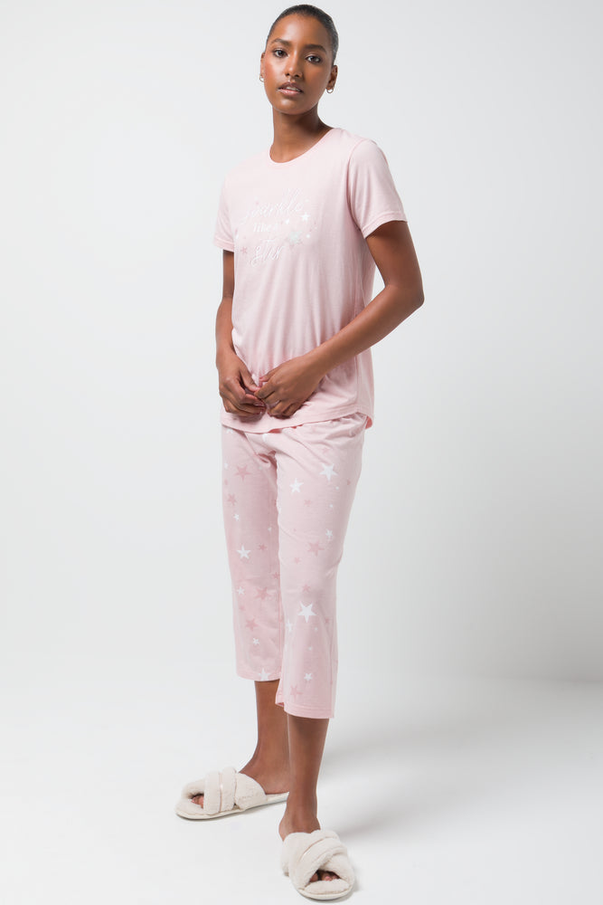 Sparkle Like A Star Capri Set Pink