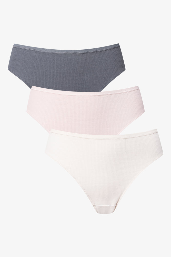 3 Pack Brazilian Panties Dark Grey, Light Pink & Cream