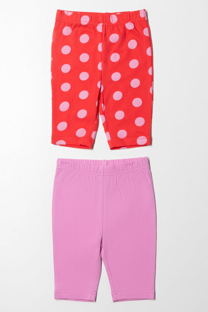 2 Pack Spot Cropped Leggings Red And Lilac Bottoms Jeans Ackermans