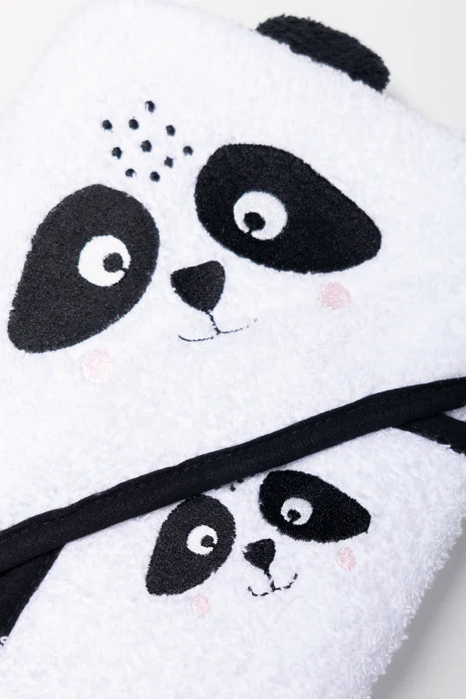 2 Piece Panda Towel Set White