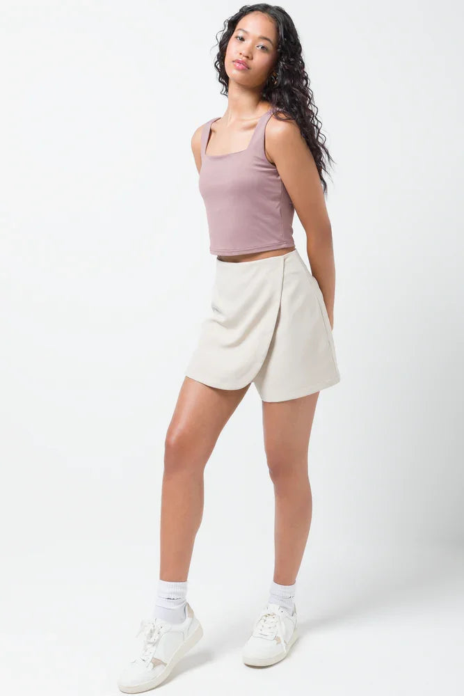 Slinky Crop Square Neck Vest Pink
