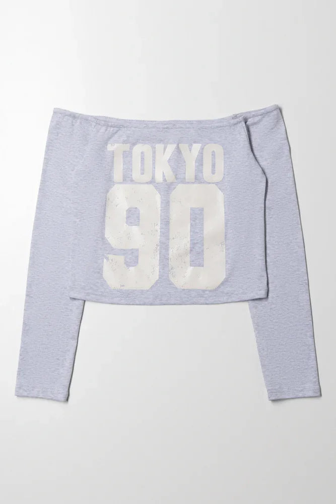 Tokyo Off The Shoulder Top Grey
