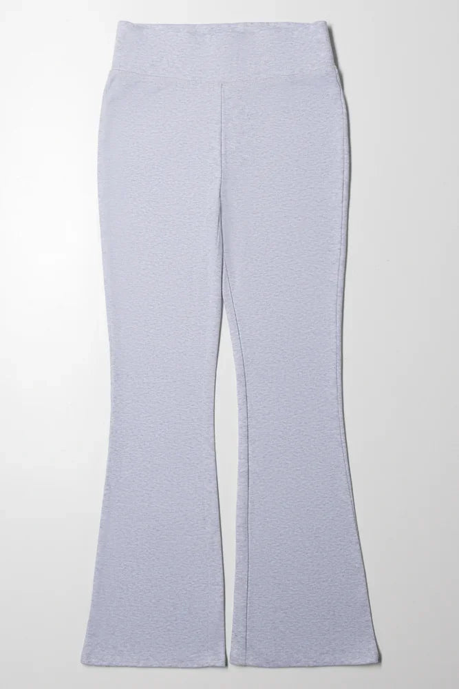 Rib Waist Flare Legging Grey