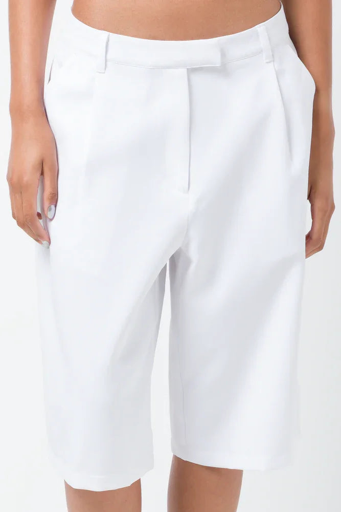 Wide Leg Short Pants White