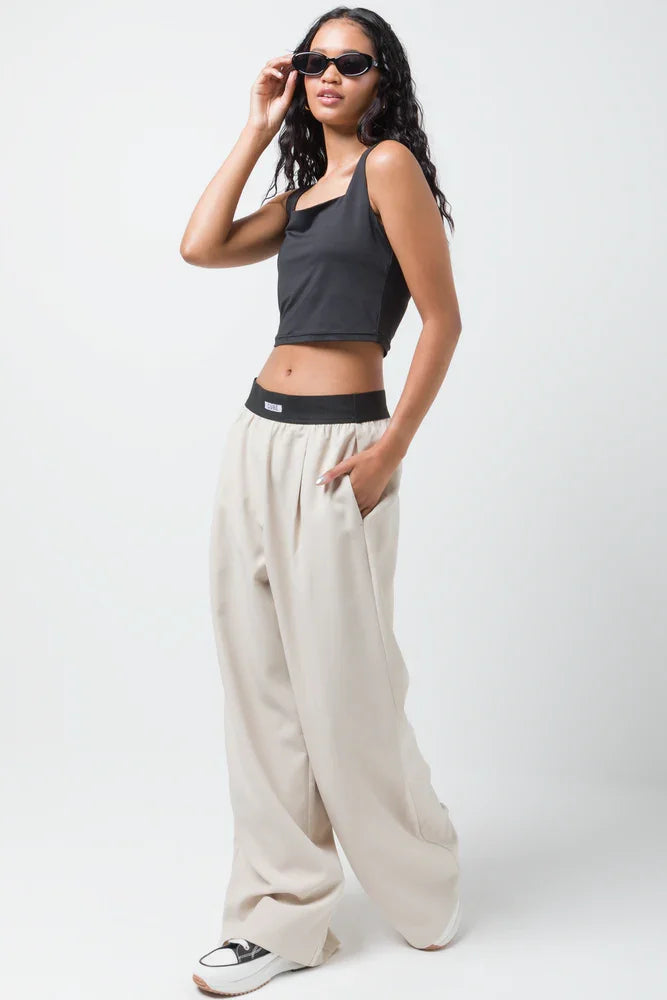 Slinky Crop Square Neck Vest Black