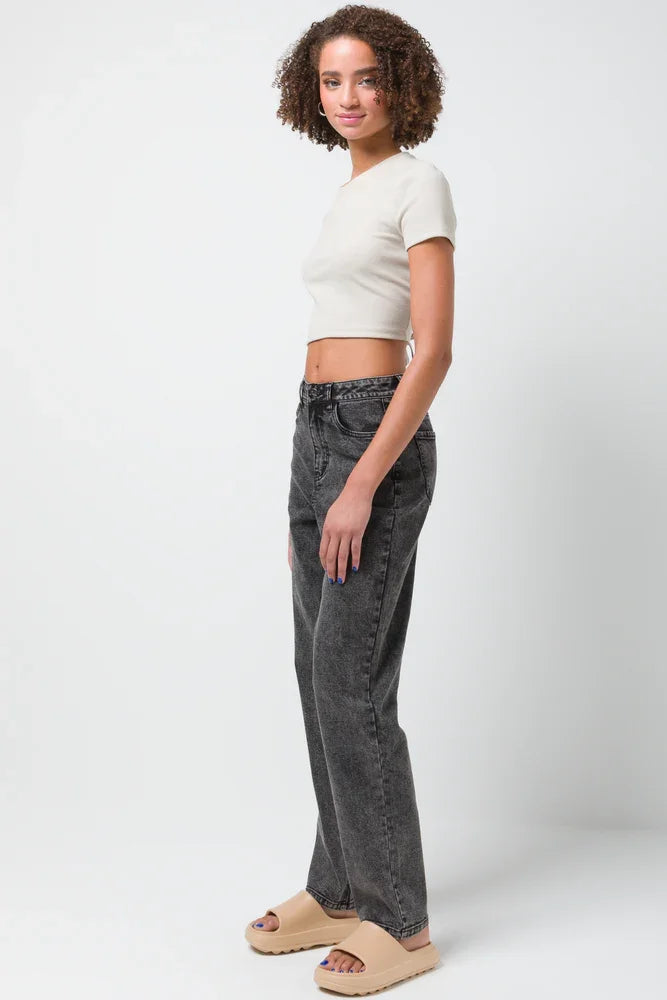 Back Tie Ribbed T-Shirt Natural