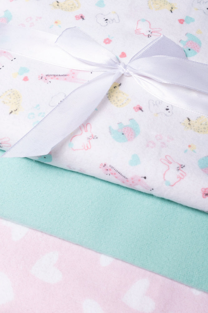 3 Pack Receiver Blanket Wild Animals  Pink