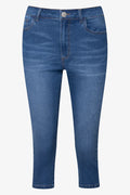 High Rise Denim Jean Capri Blue