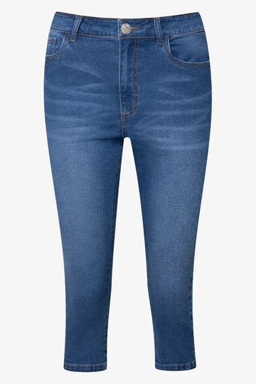 High Rise Denim Jean Capri Blue