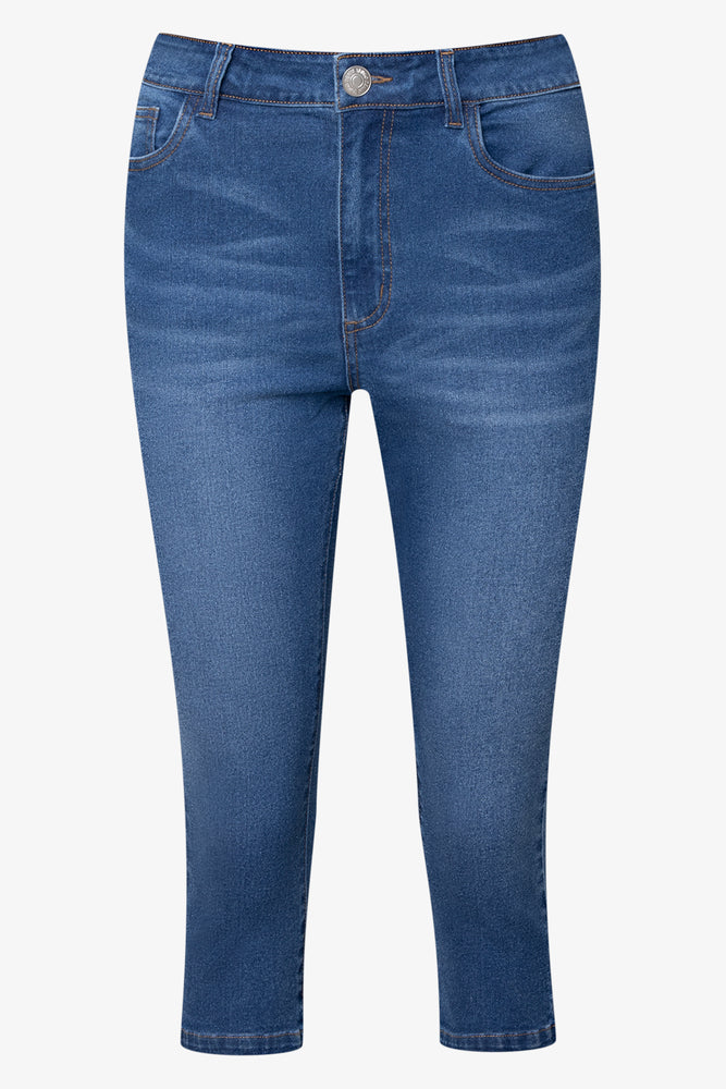 High Rise Denim Jean Capri Blue