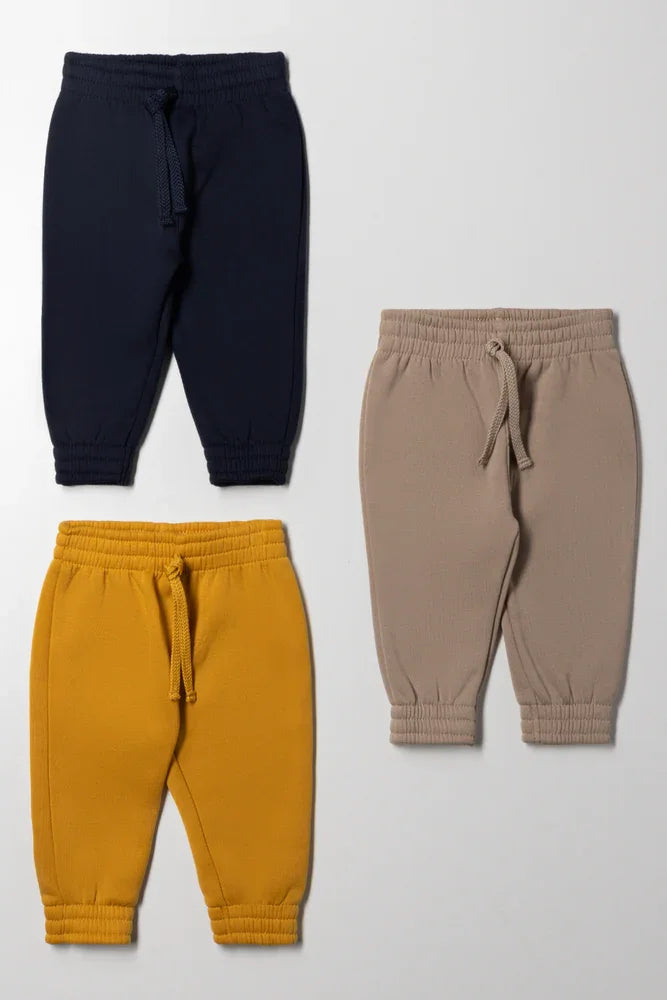 3 Pack Trackpants Natural, Navy And Yellow