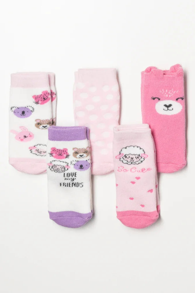 5 Pack Socks Pink